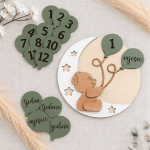 Drvene baby milestone kartice