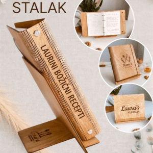 Drveni stalak i personalizirana bilježnica za recepte