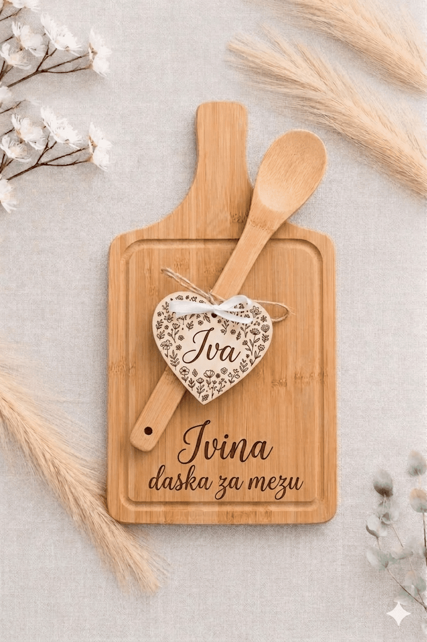 Personalizirana drvena daska sa kuhačom