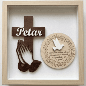 Personalizirani drveni okvir s križem i porukom