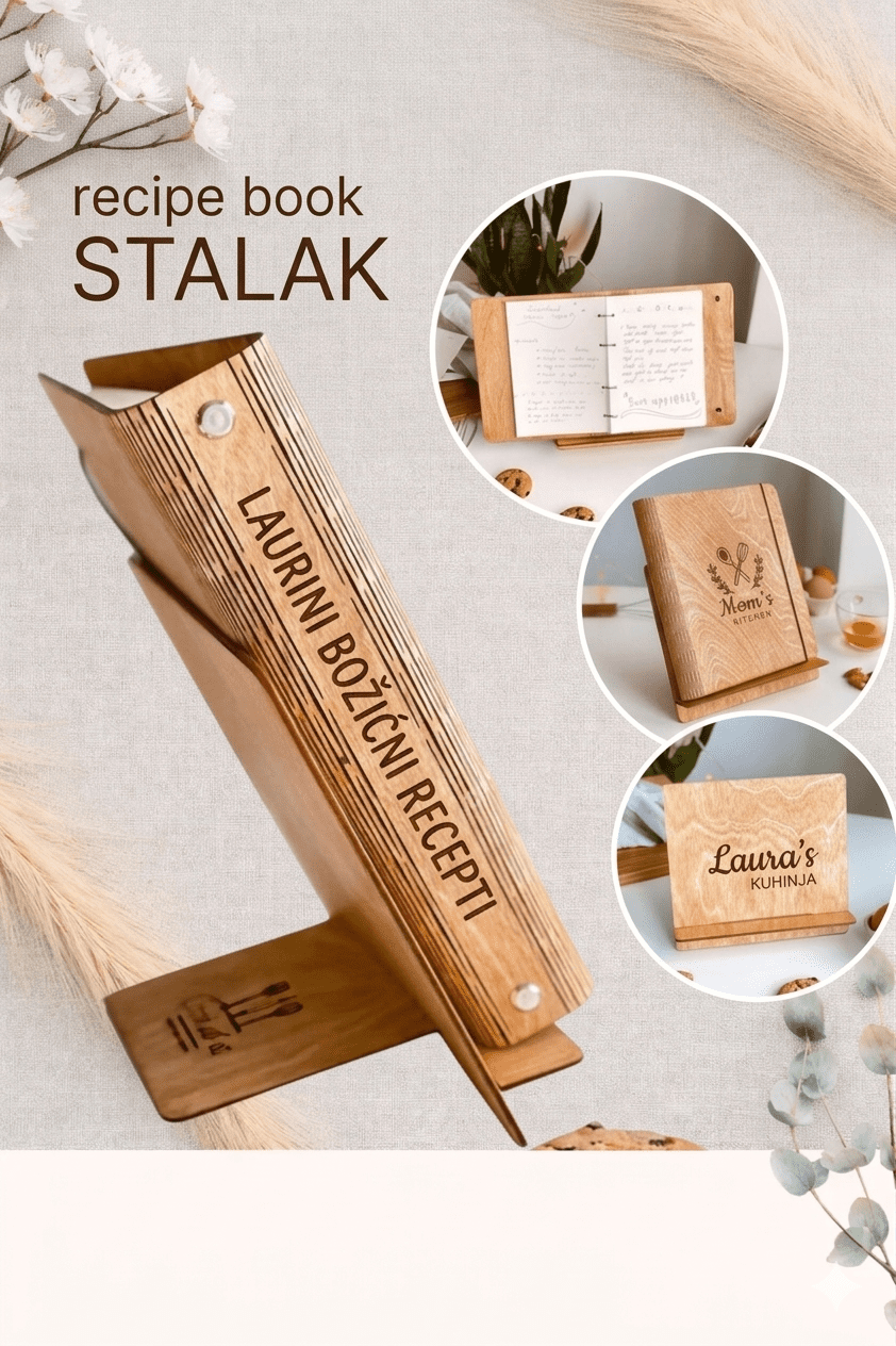 Drveni stalak i personalizirana bilježnica za recepte