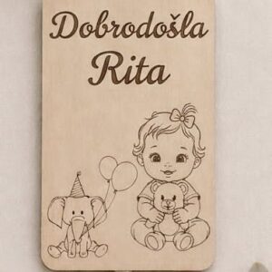 Drvena čestitka sa mjestom za novčanicu
